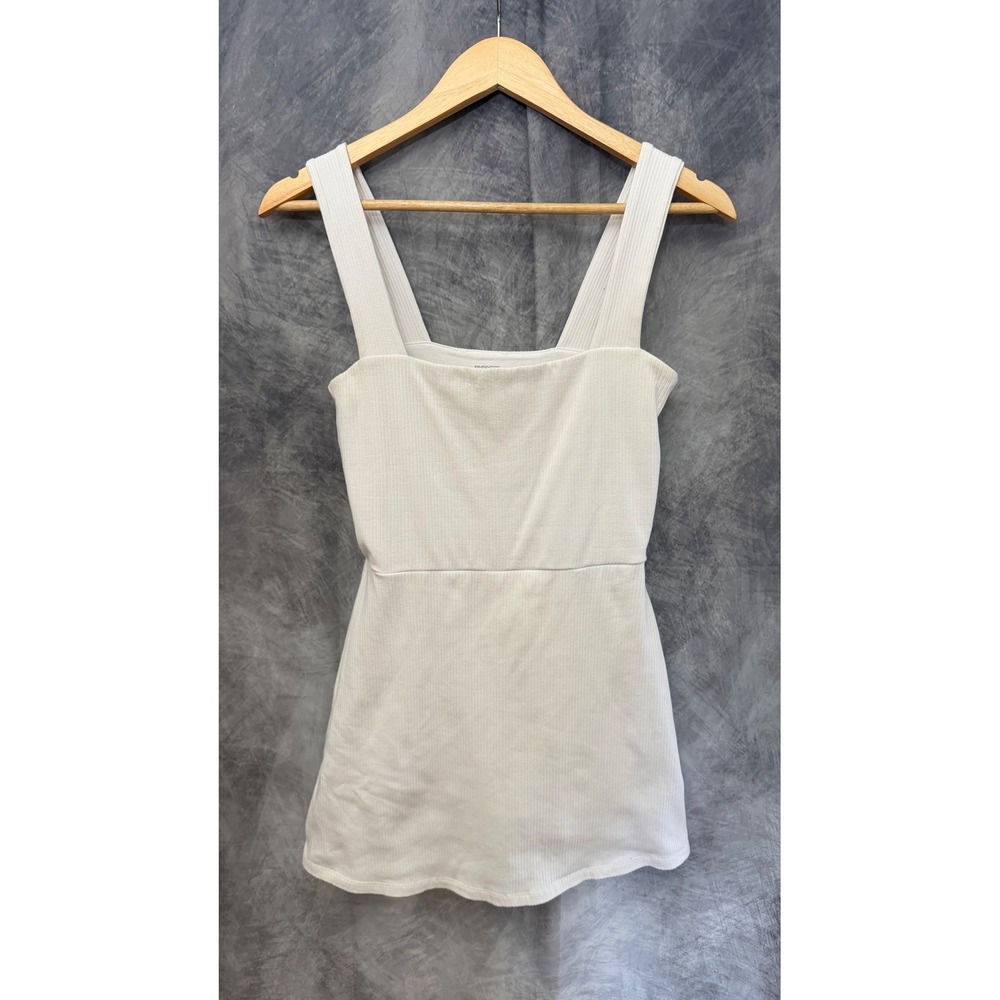 Victoria's Secret Y2K PINK White‎ Ribbed Square Neck Coquette Mini Dress Size M